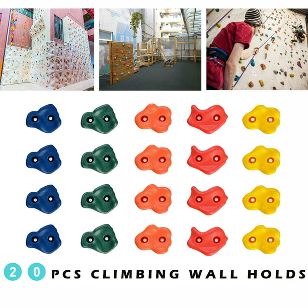 20 Premium Large Textured Kids Rock Climbing Wall Holds with Quality 2” Mount...